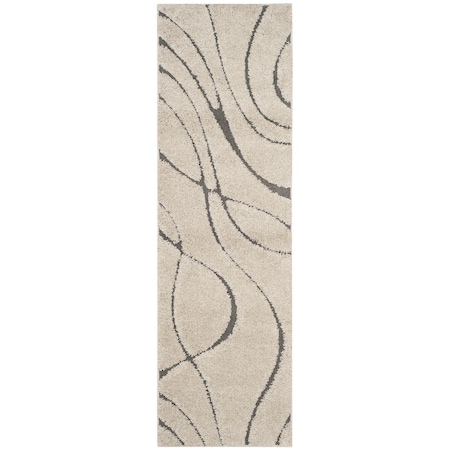Safavieh 2 ft.3 in. x 7 ft. Shag Power Loomed Runner RugCream & Grey SG471-1180-27
